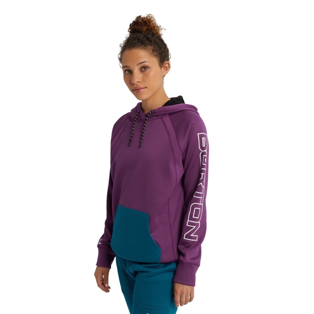 Burton Crown Bonded Pullover Fleece Hoodie Purple Teal Womens XL Snowboard